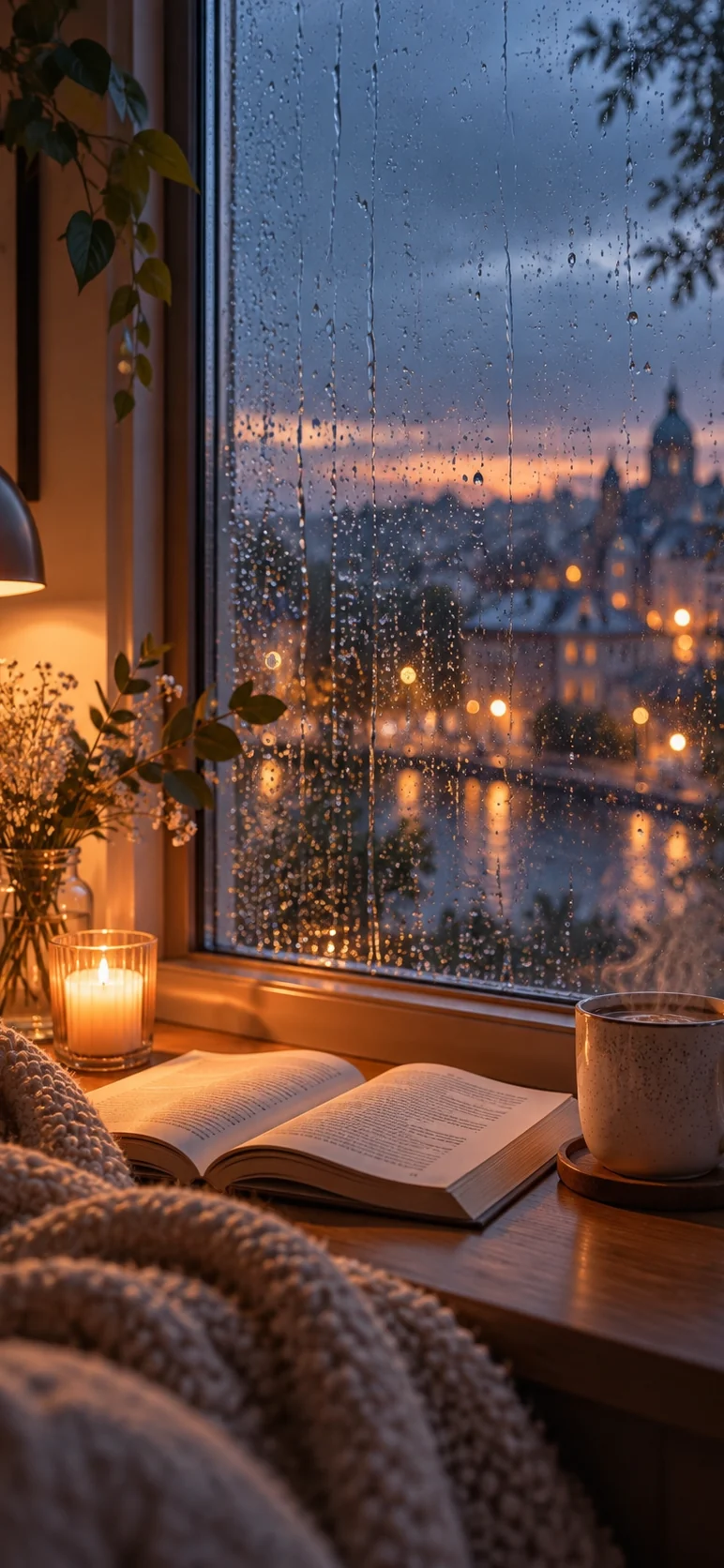 Rainy Window Comfort 1 — Tall Phone (19.5:9)